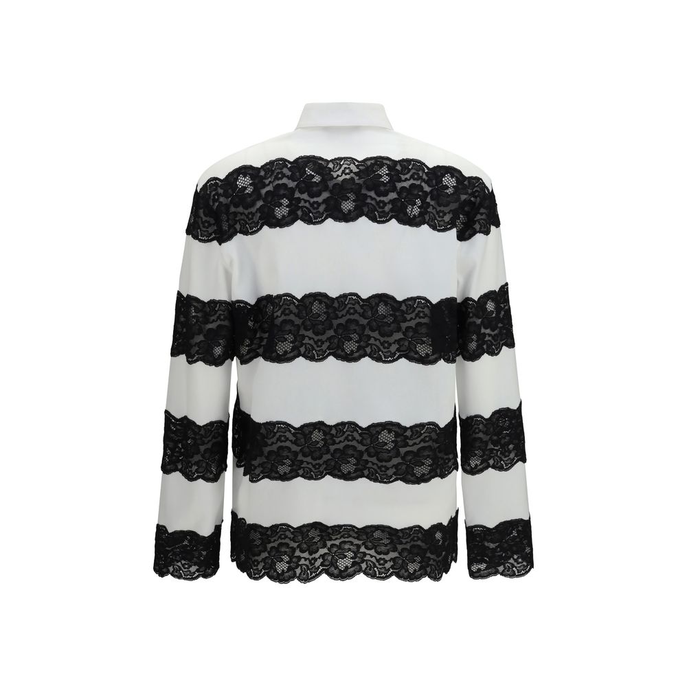 Dolce & Gabbana White Cotton Long-Sleeve Polo Shirt