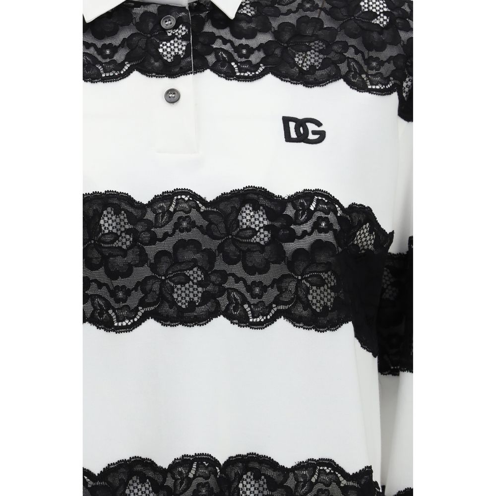 Dolce & Gabbana White Cotton Long-Sleeve Polo Shirt