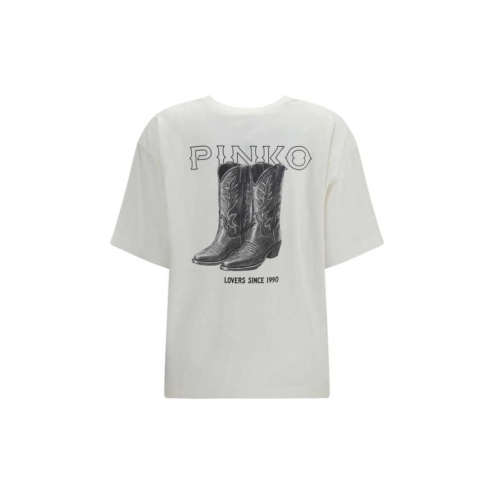 PINKO Carmagnola White Cotton T-Shirt for Women