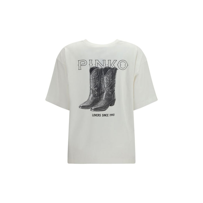 PINKO Carmagnola White Cotton T-Shirt for Women