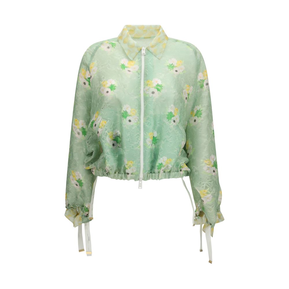 Fendi Bicolor Silk Bomber - Organza Lace Jacket