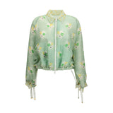 Fendi Bicolor Silk Bomber - Organza Lace Jacket