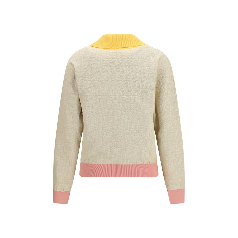 Fendi Beige Cotton Sweatshirt with FF Logo