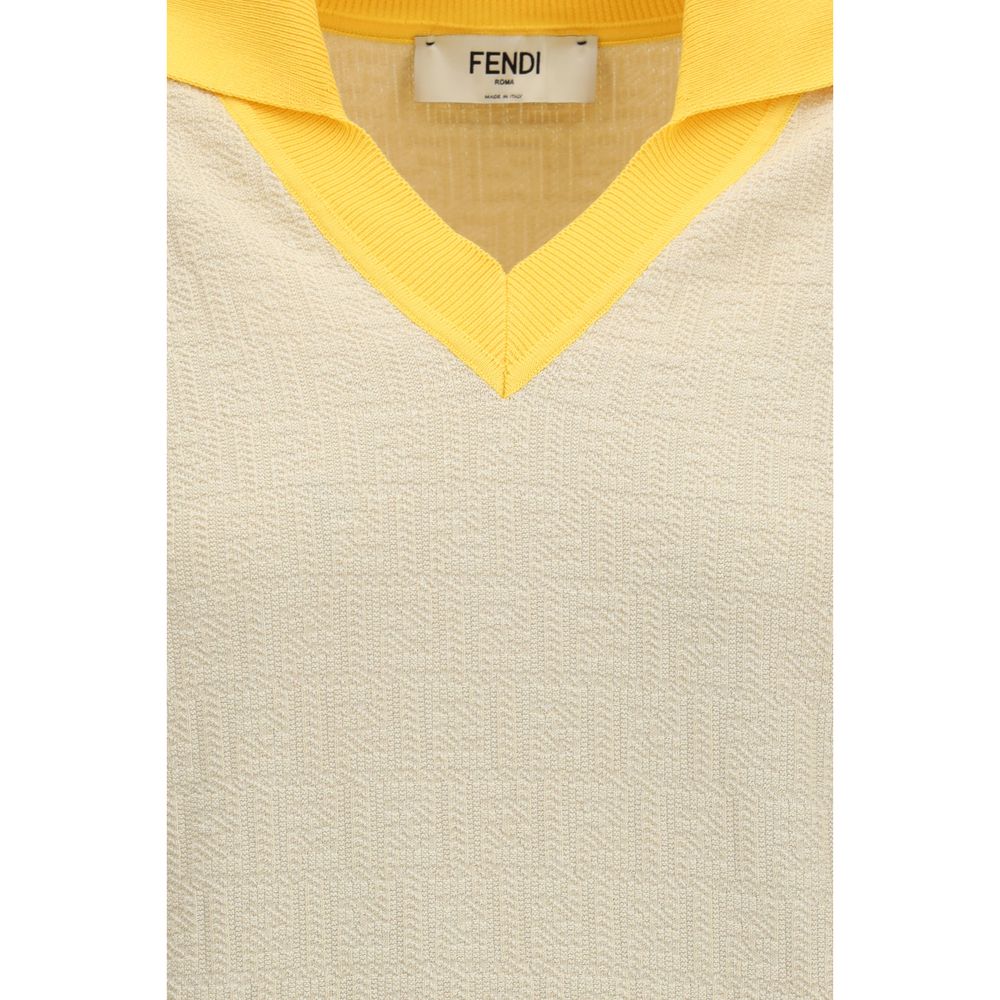Fendi Beige Cotton Sweatshirt with FF Logo