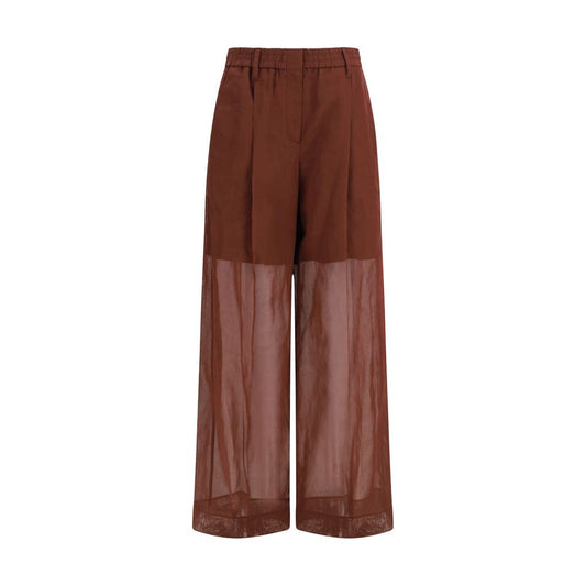 Brunello Cucinelli Brown Cotton Casual Pants for Women