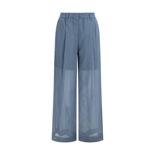 Brunello Cucinelli Sartorial Track Pants in Blue Cotton