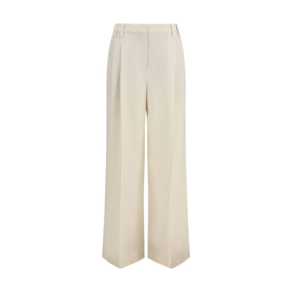 Brunello Cucinelli Beige Viscose Casual Pants for Women