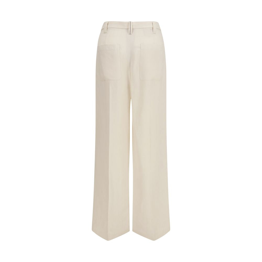 Brunello Cucinelli Beige Viscose Casual Pants for Women