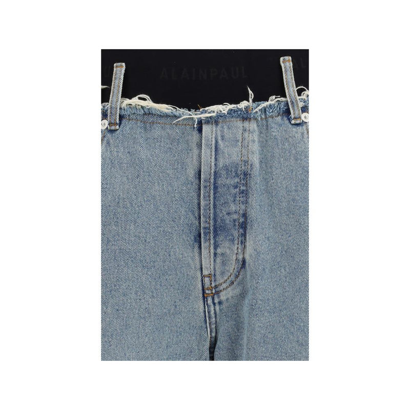ALAINPAUL Blue Cotton High-Waisted Jeans for Women