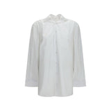 ALAINPAUL White Cotton Shirt with Elasticated Collar