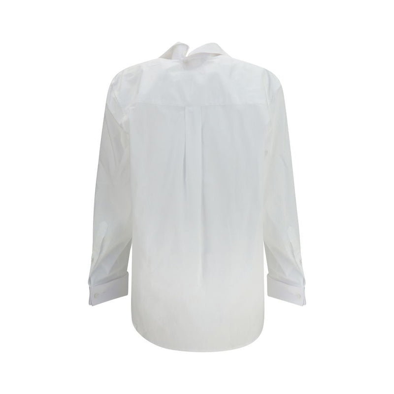 ALAINPAUL White Cotton Shirt with Elasticated Collar