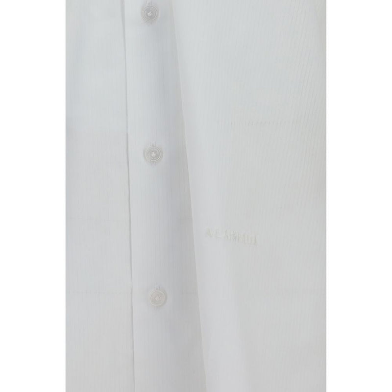 ALAINPAUL White Cotton Shirt with Elasticated Collar