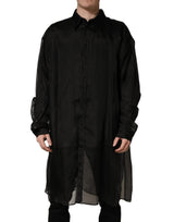 Veste chemise semi-transparente noire à volants Dolce & Gabbana