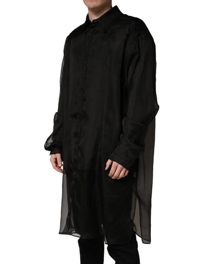 Veste chemise semi-transparente noire à volants Dolce & Gabbana
