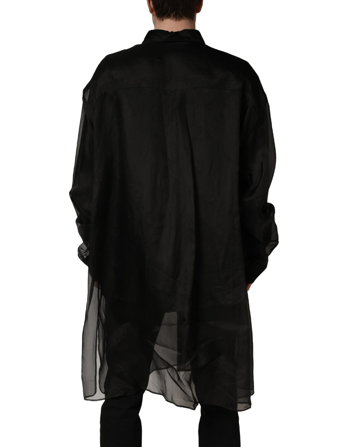 Veste chemise semi-transparente noire à volants Dolce & Gabbana