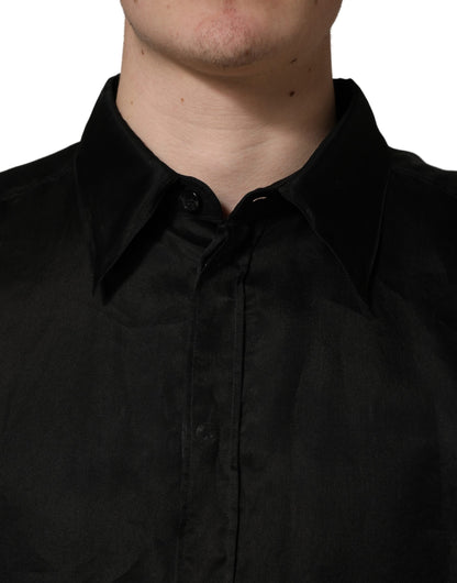 Veste chemise semi-transparente noire à volants Dolce & Gabbana