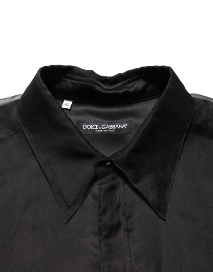 Veste chemise semi-transparente noire à volants Dolce & Gabbana