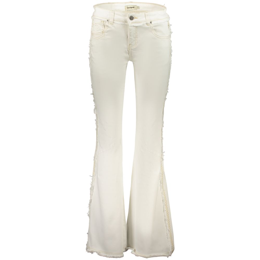 Desigual Fairon Flared Jeans Femme en Coton Blanc