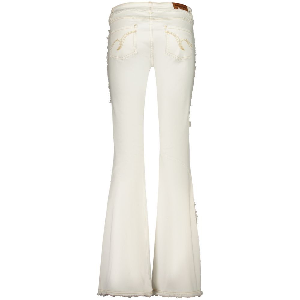 Desigual Fairon Flared Jeans Femme en Coton Blanc
