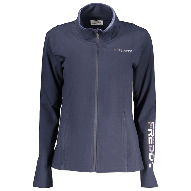 Freddy Blue Cotton Women's Sweatshirt with Zip and Pockets