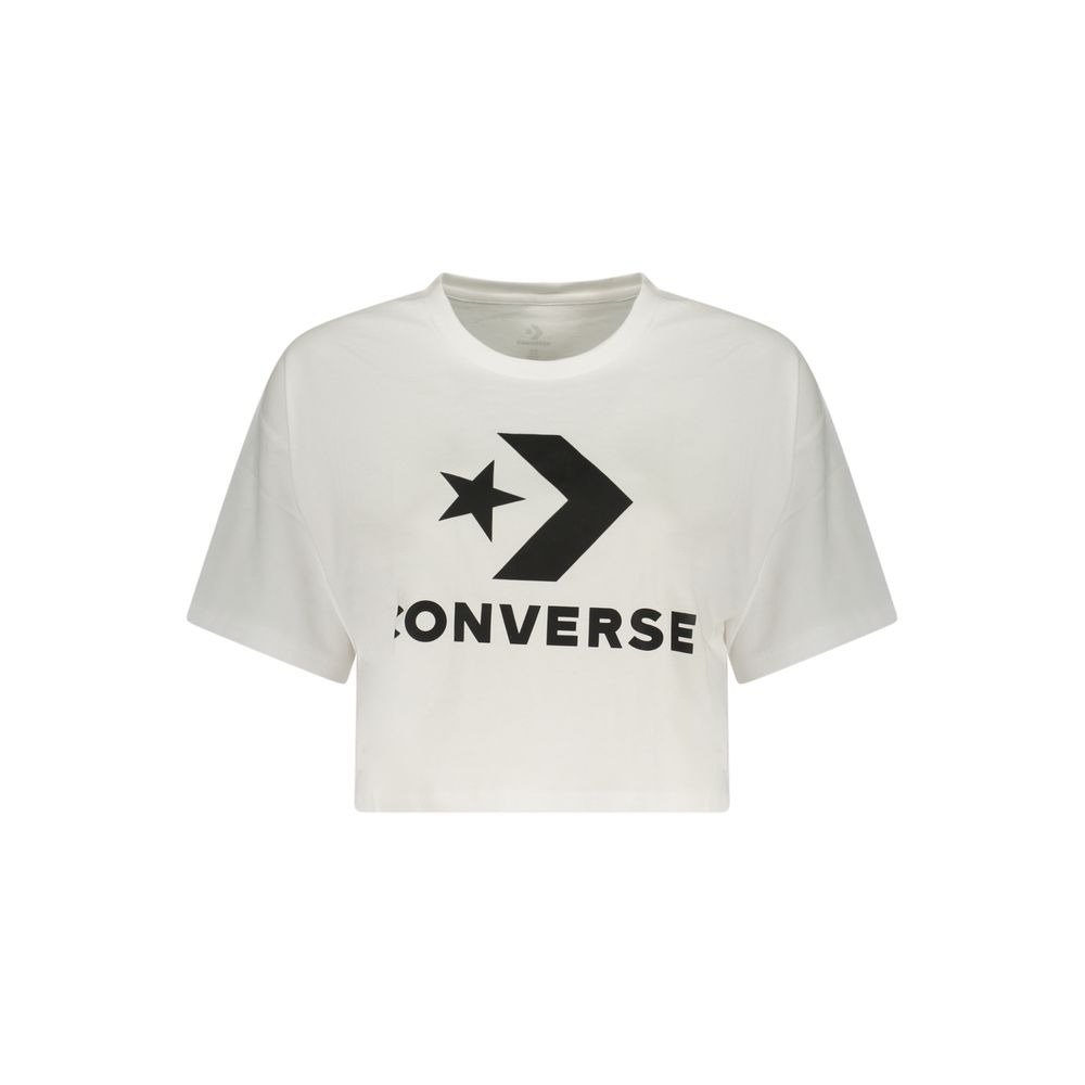 Converse White Cotton Sportswear T-Shirt for Women