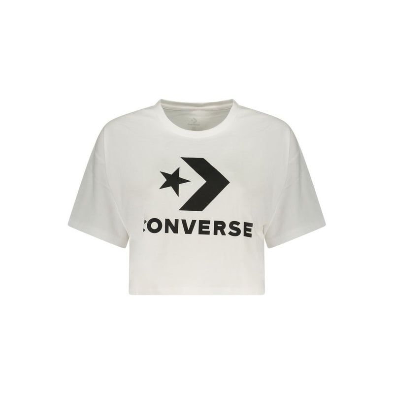 Converse White Cotton Sportswear T-Shirt for Women