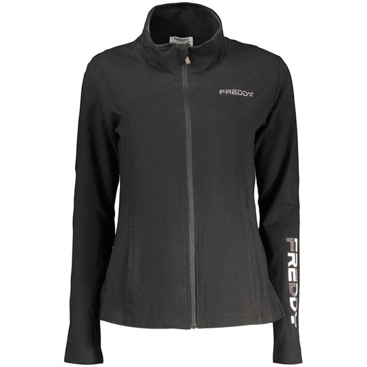 Freddy Black Cotton Women's Sweatshirt with Zip and Pockets