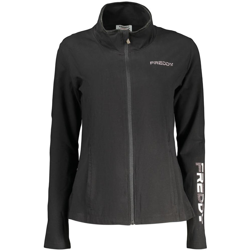 Freddy Black Cotton Women's Sweatshirt with Zip and Pockets