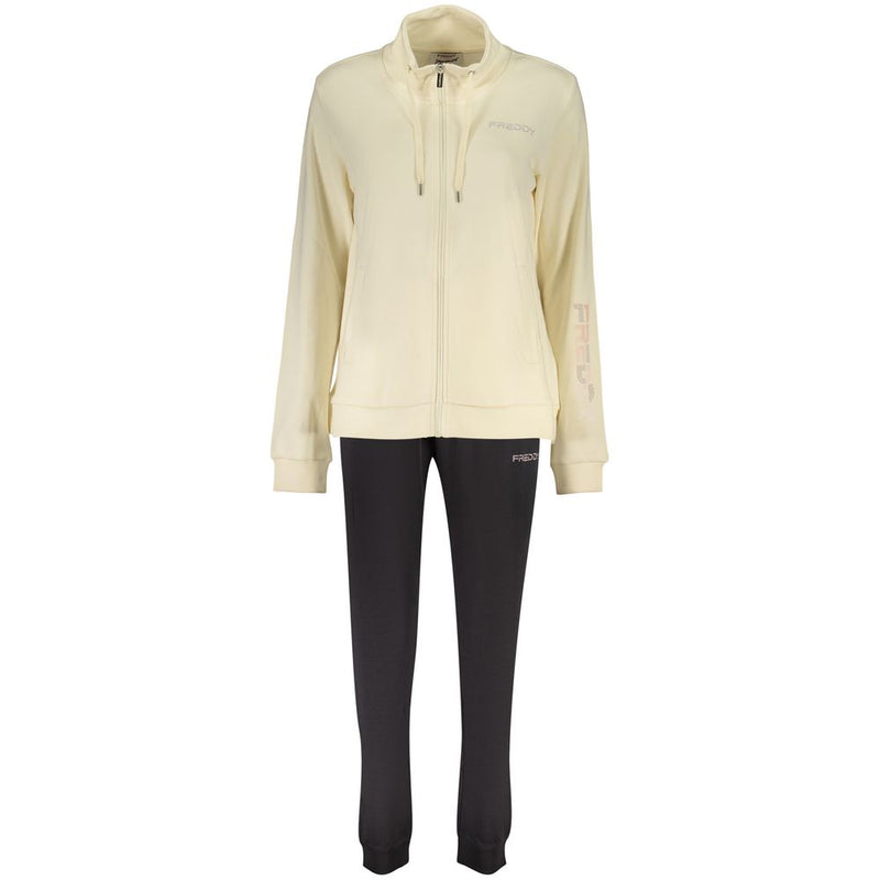 Freddy Beige Cotton Women's Sweatshirt with Rhinestone Details