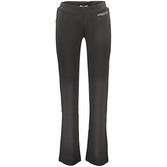 Freddy Black Cotton Women's Wide-Leg Sports Trousers