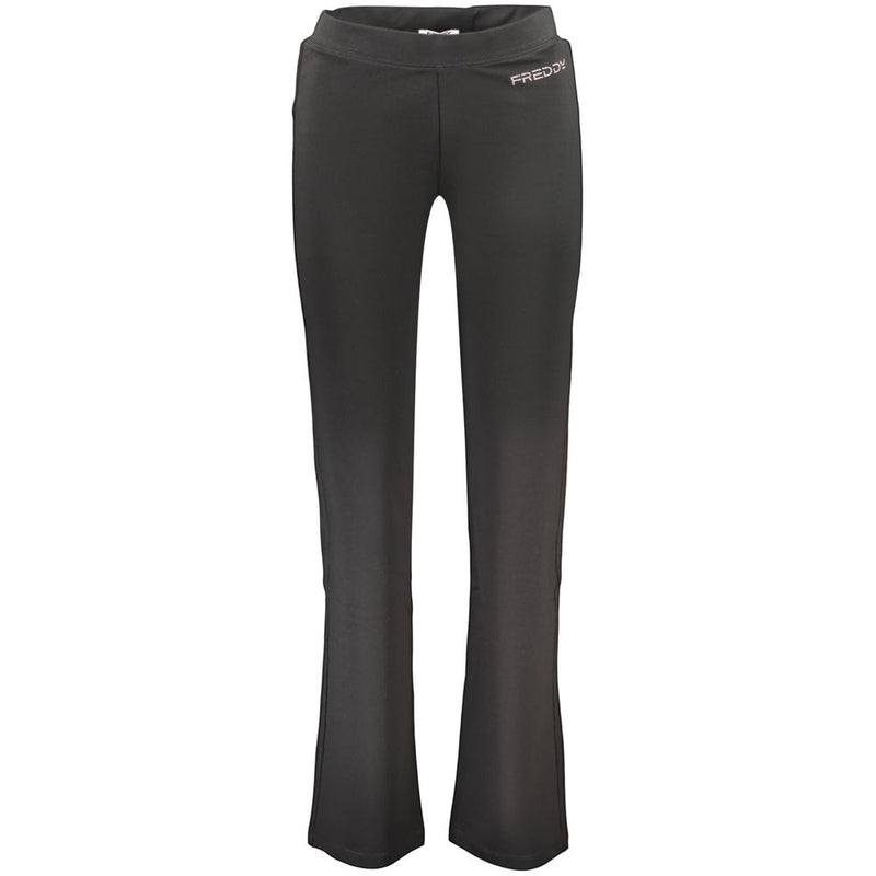 Freddy Black Cotton Women's Wide-Leg Sports Trousers
