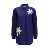 Fendi Blue Cotton Ajour Motif Shirt for Women