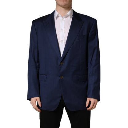 Dolce & Gabbana Blauw Enkelrijig 2-Knoops Colbertrok