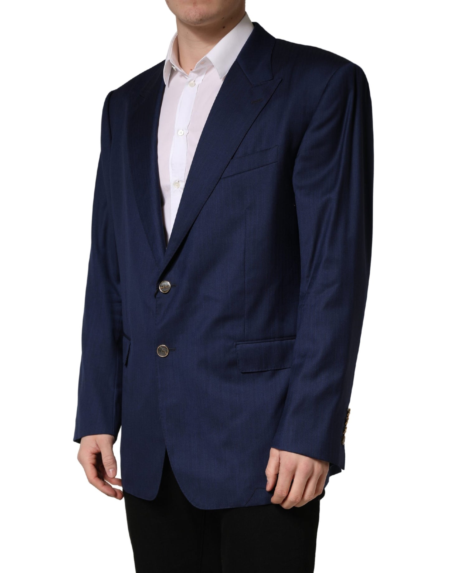Dolce & Gabbana Blauw Enkelrijig 2-Knoops Colbertrok