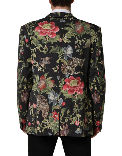 Veste de costume homme Dolce & Gabbana multicolore à motif floral léopard à 1 bouton