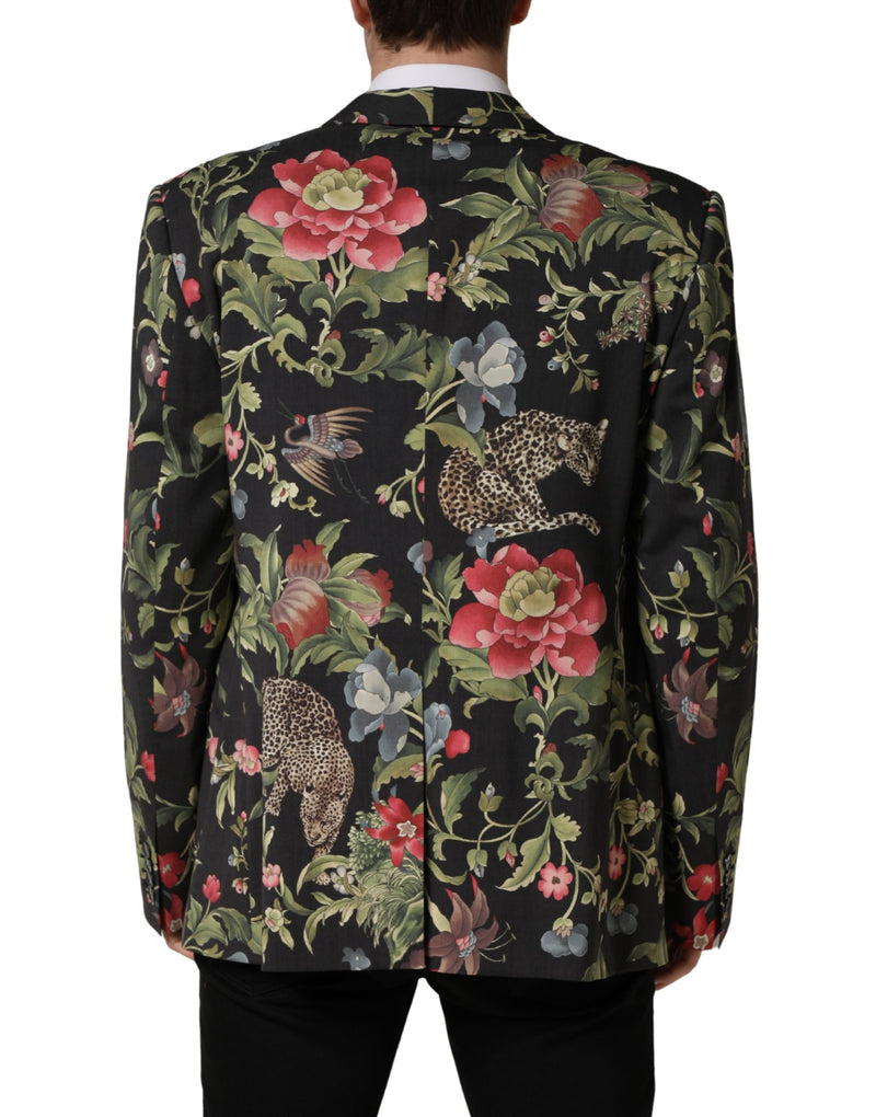 Dolce & Gabbana Multicolor Floral Leopard 1 Button Men Suit Jacket