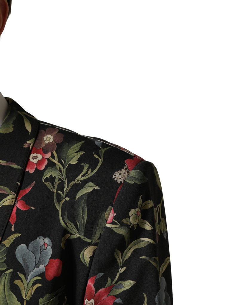 Dolce & Gabbana Multicolor Floral Leopard 1 Button Men Suit Jacket