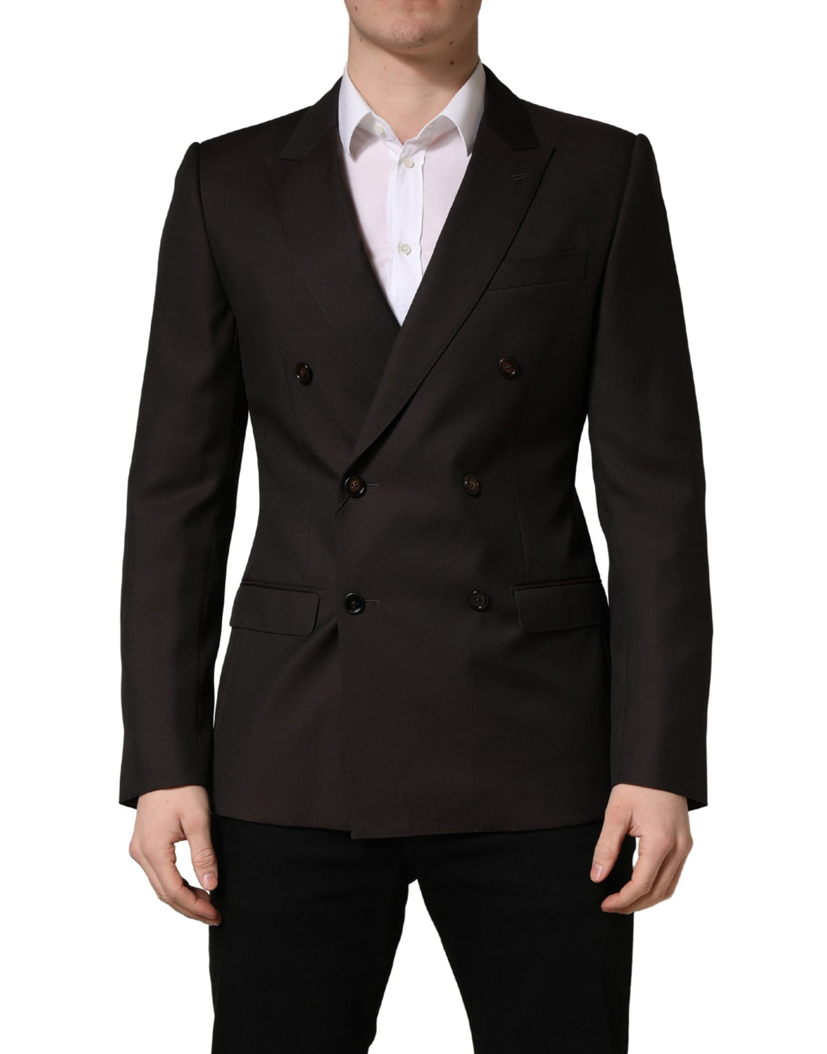 Veste de costume croisée en laine violet foncé Dolce & Gabbana