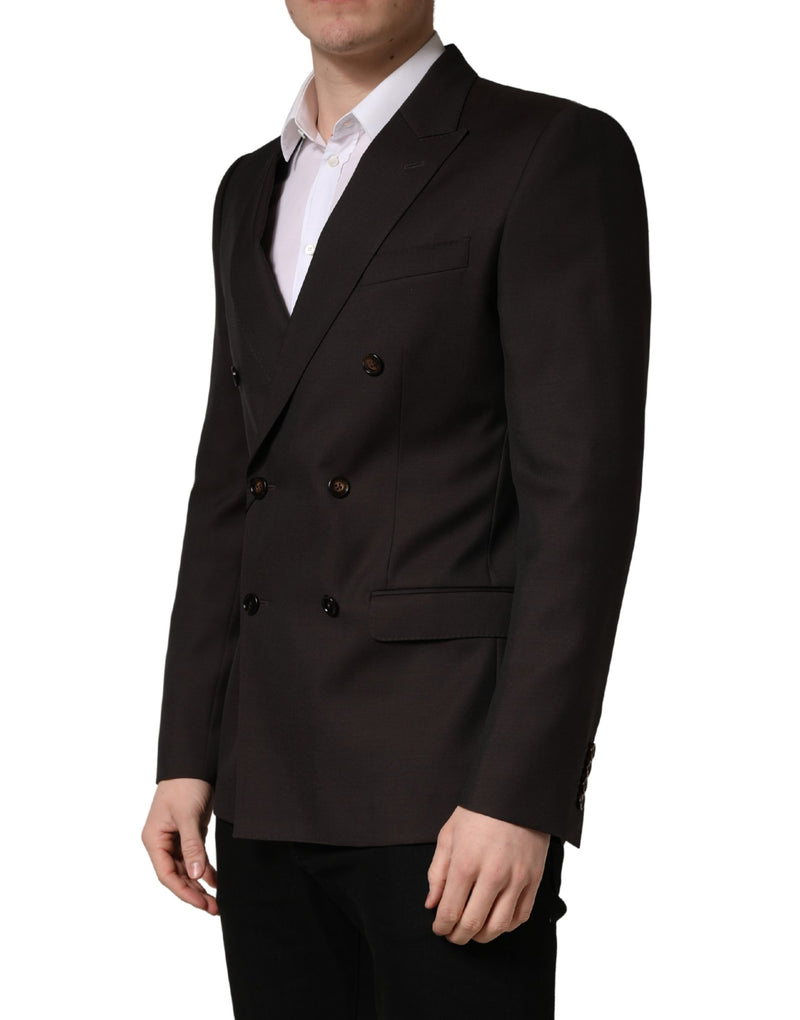 Veste de costume croisée en laine violet foncé Dolce & Gabbana