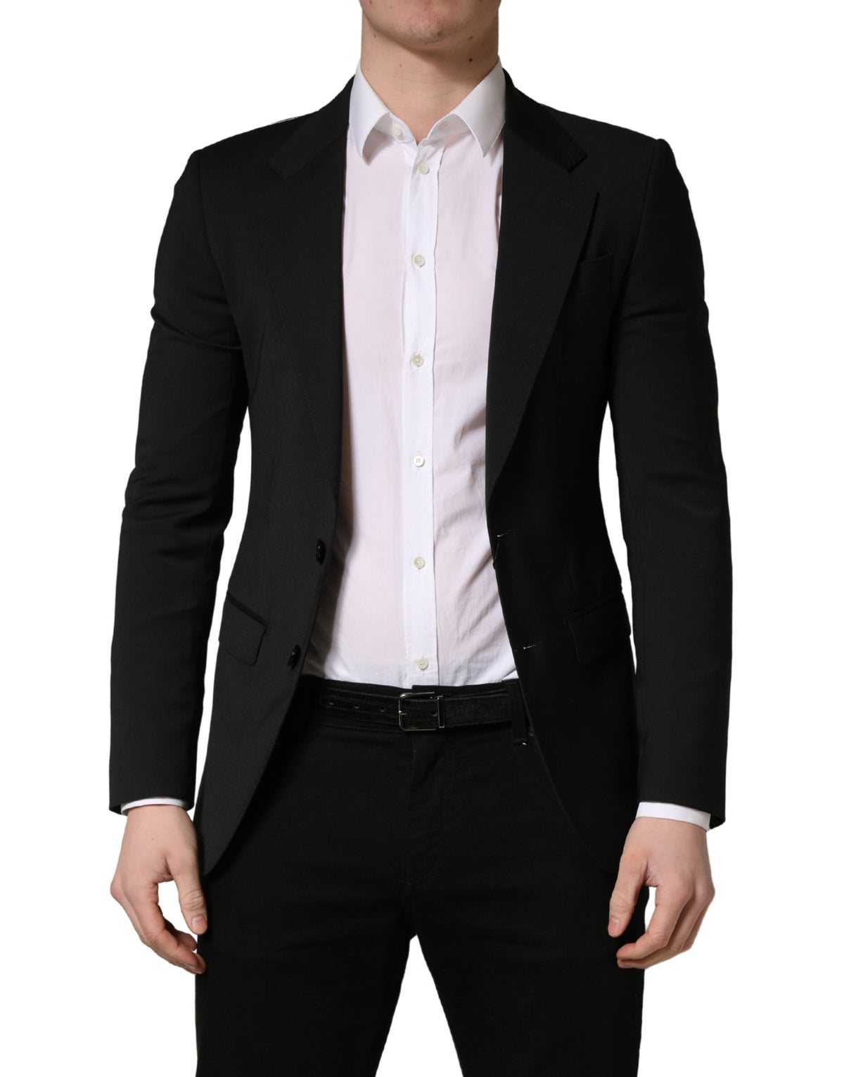 Veste de costume homme Dolce & Gabbana noire en polyester à 2 boutons