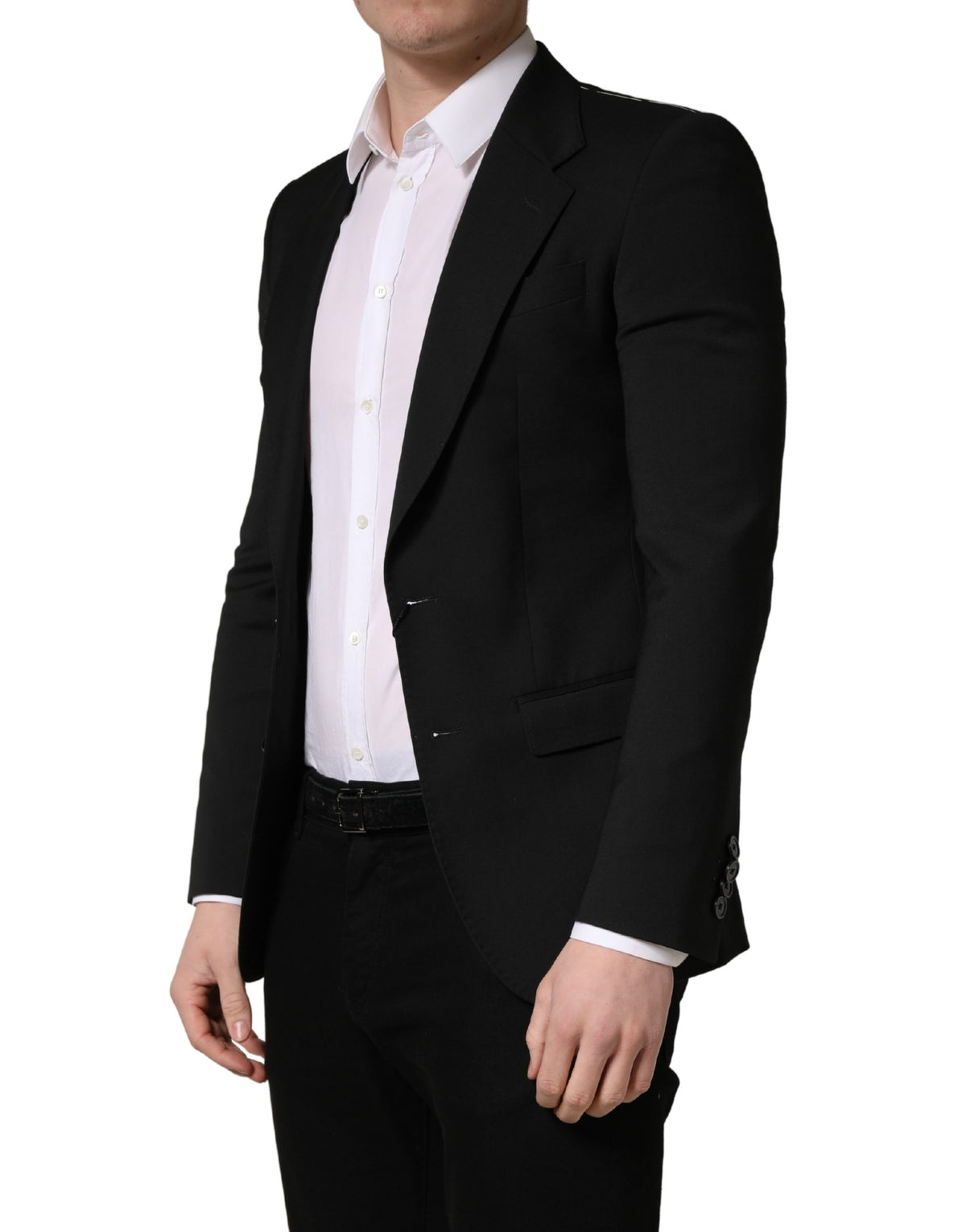 Veste de costume homme Dolce & Gabbana noire en polyester à 2 boutons