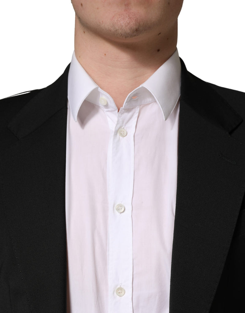 Veste de costume homme Dolce & Gabbana noire en polyester à 2 boutons