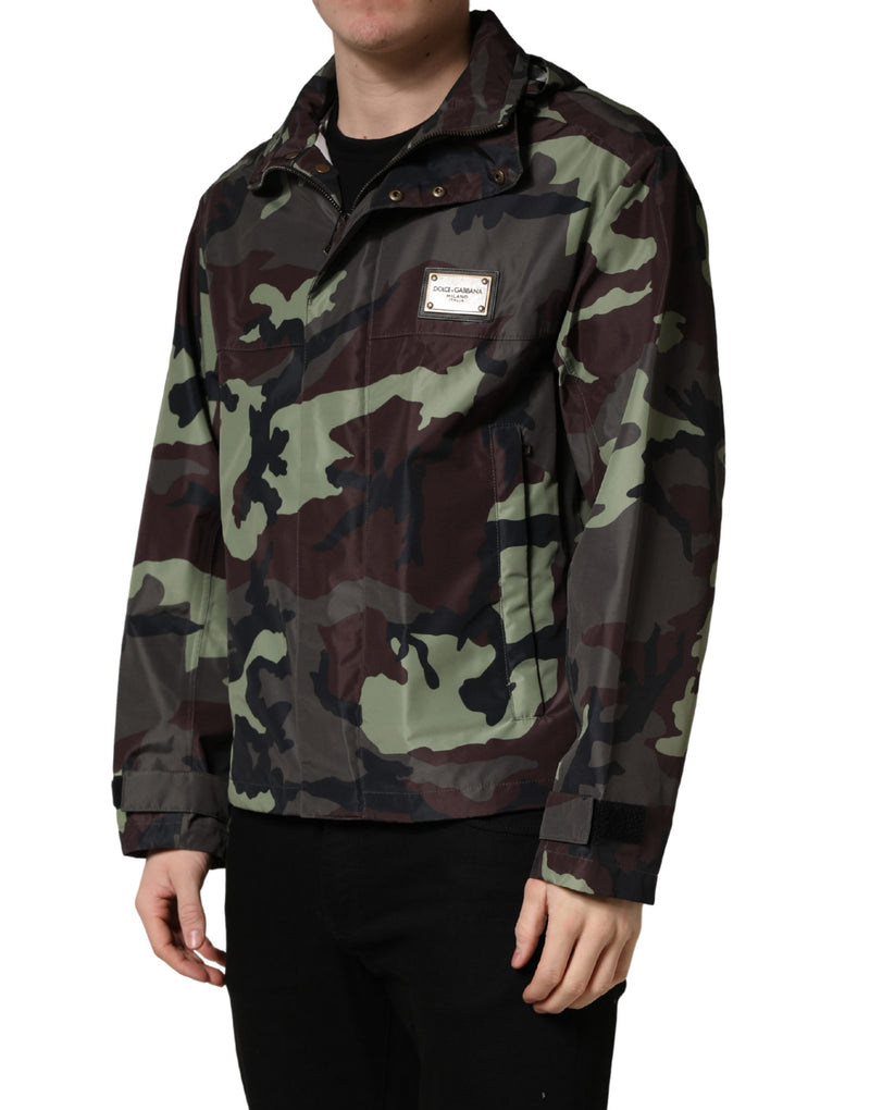 Blouson bombardier à capuche camouflage multicolore Dolce & Gabbana