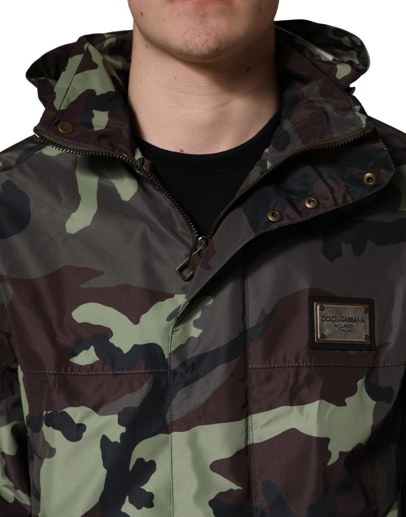 Blouson bombardier à capuche camouflage multicolore Dolce & Gabbana
