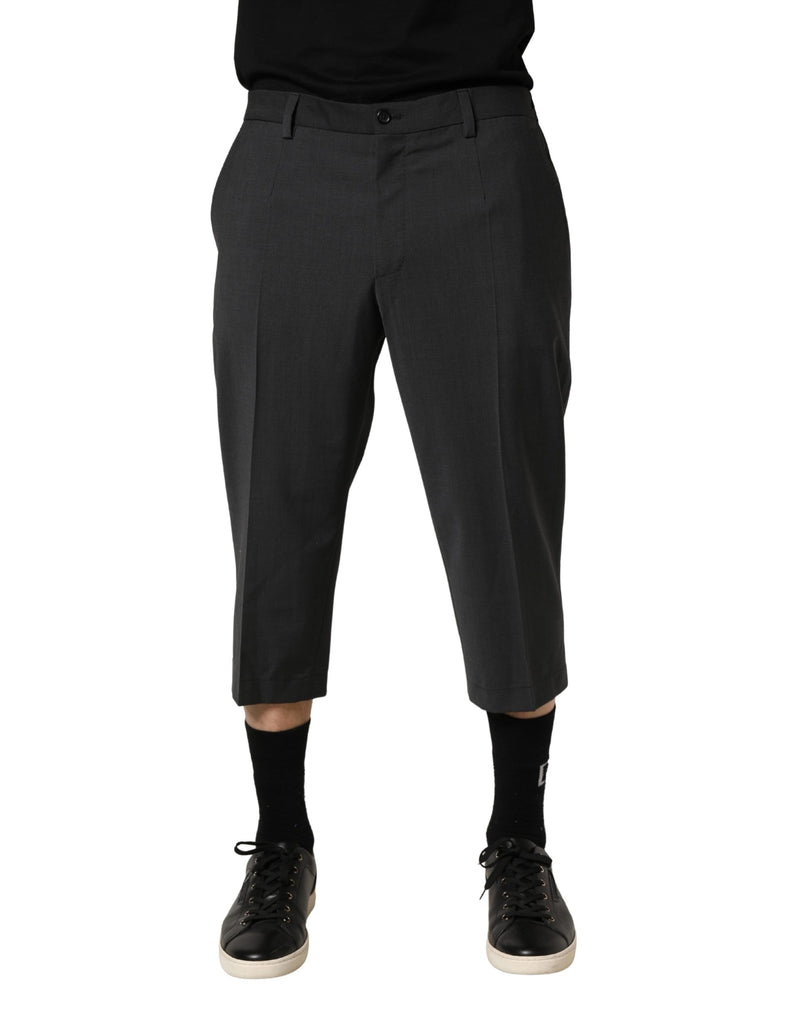 Dolce & Gabbana Donkergrijze Cropped Chino Broek van Wol