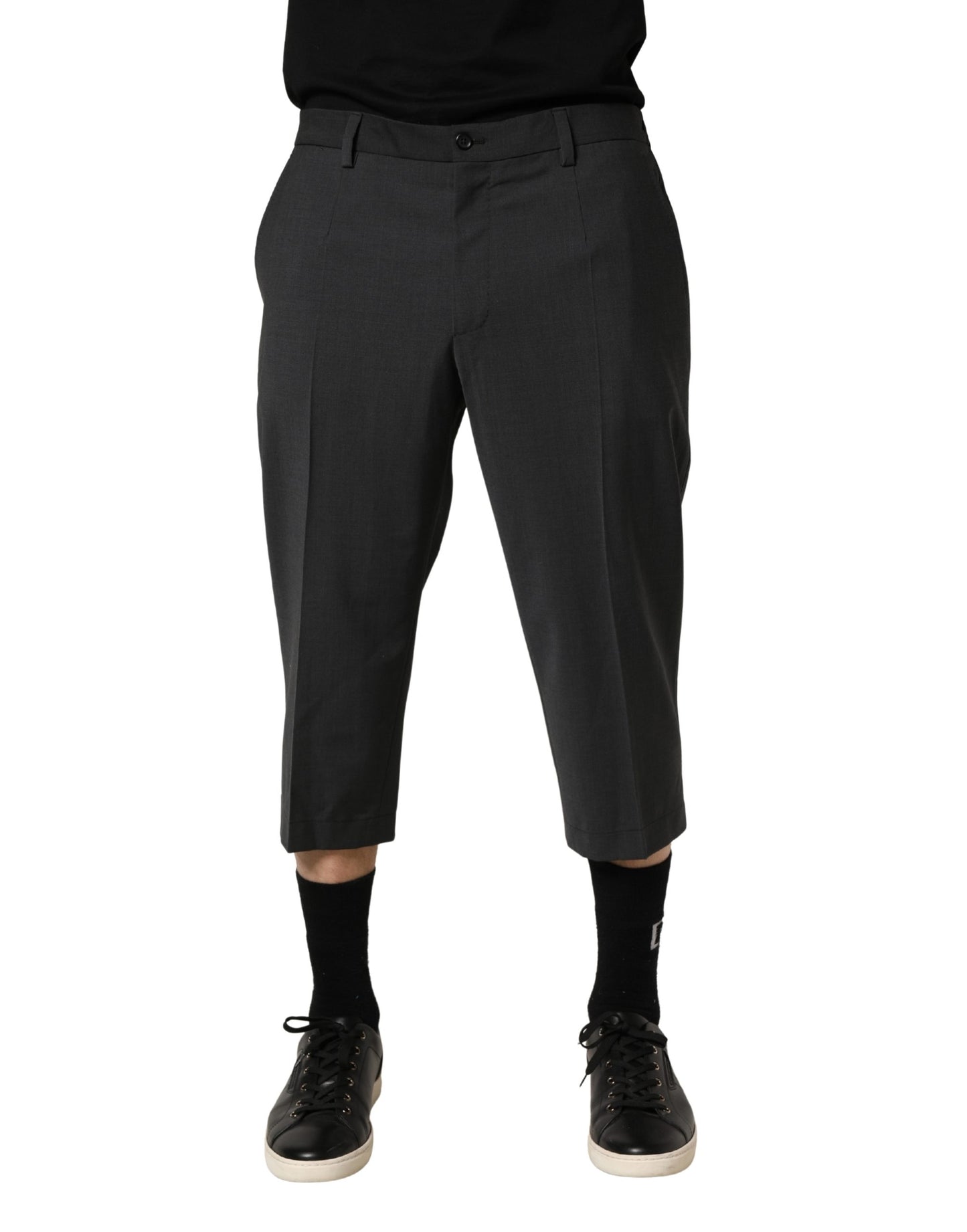 Dolce & Gabbana Donkergrijze Cropped Chino Broek van Wol
