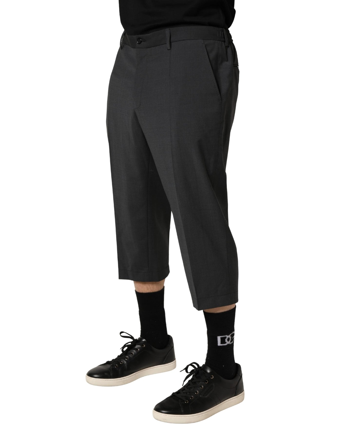 Dolce & Gabbana Donkergrijze Cropped Chino Broek van Wol
