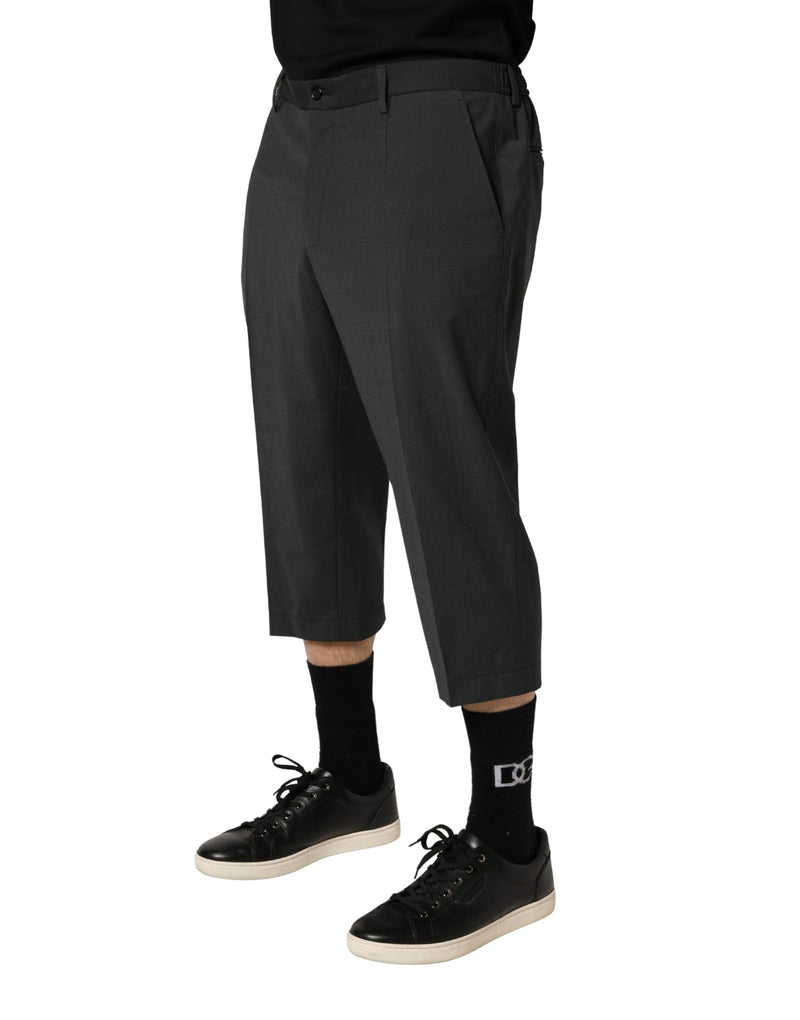 Dolce & Gabbana Donkergrijze Cropped Chino Broek van Wol
