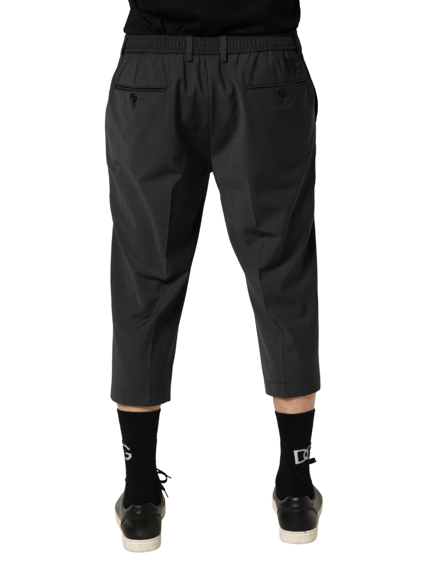 Dolce & Gabbana Donkergrijze Cropped Chino Broek van Wol