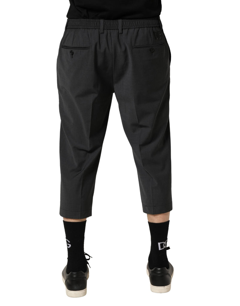 Dolce & Gabbana Donkergrijze Cropped Chino Broek van Wol
